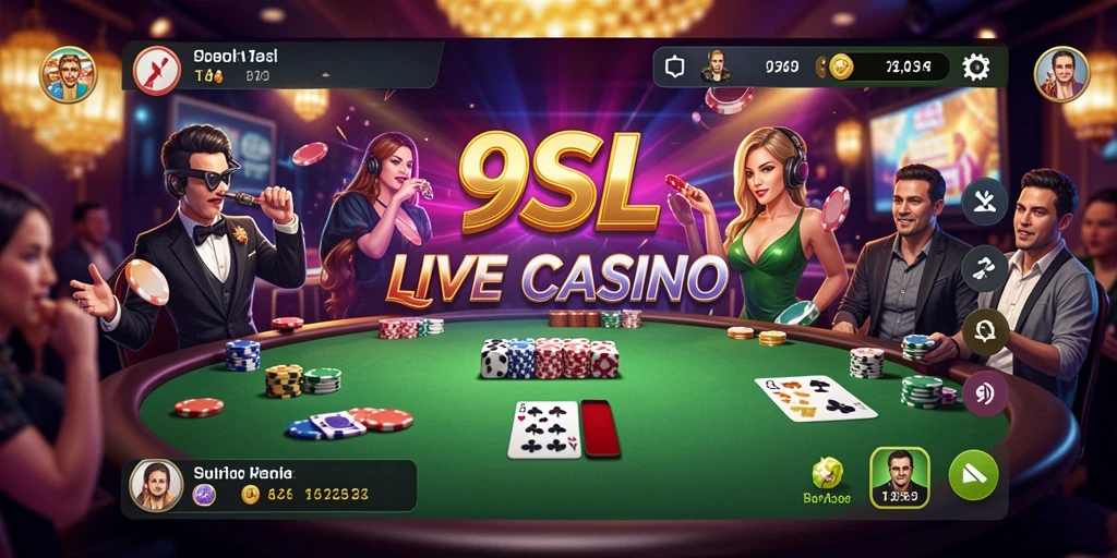 Screenshot gameplay Live Casino 9SL dengan dealer profesional.