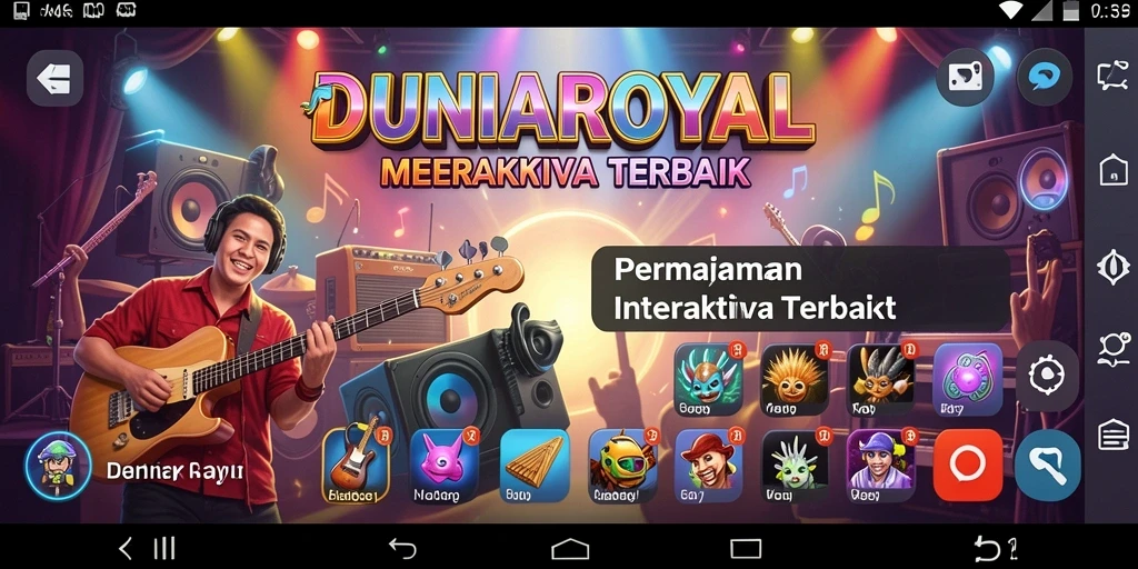Tampilan gameplay DUNIAROYAL yang menampilkan interaksi musik yang seru.