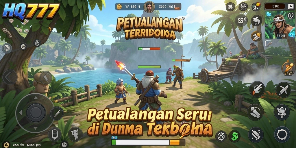 Tangkapan layar dari gameplay HQ777 yang memukau dengan dunia terbuka yang luas.
