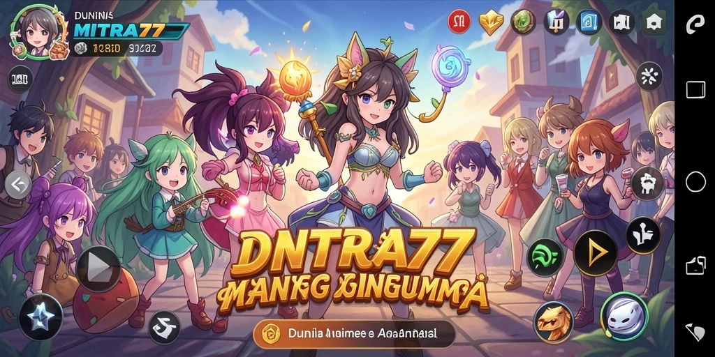 Tampilan dinamis gameplay dalam MITRA77 yang penuh warna dan menarik.
