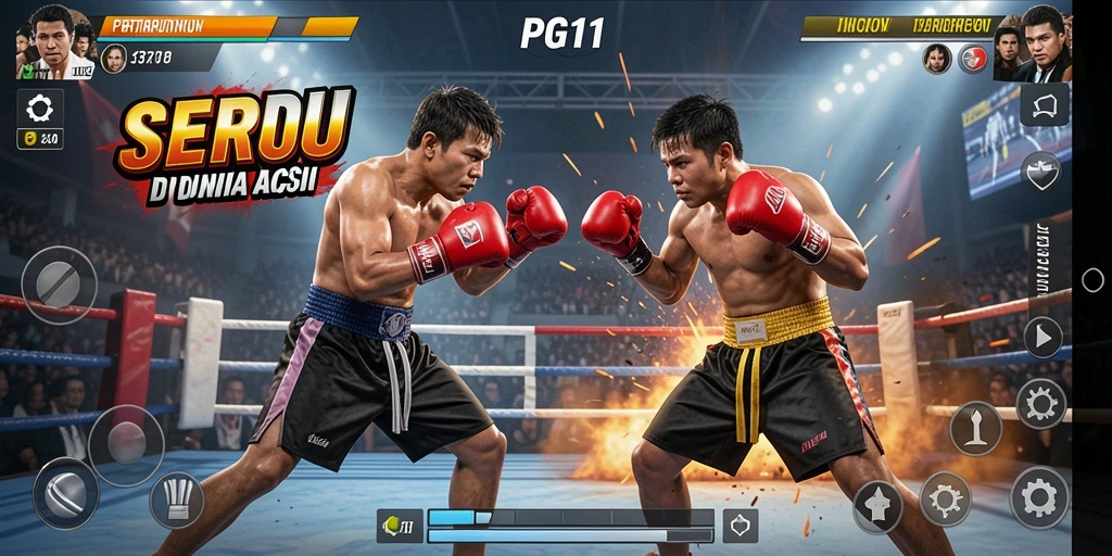 Tangkapan layar gameplay PG11 menampilkan aksi tinju yang mendebarkan.