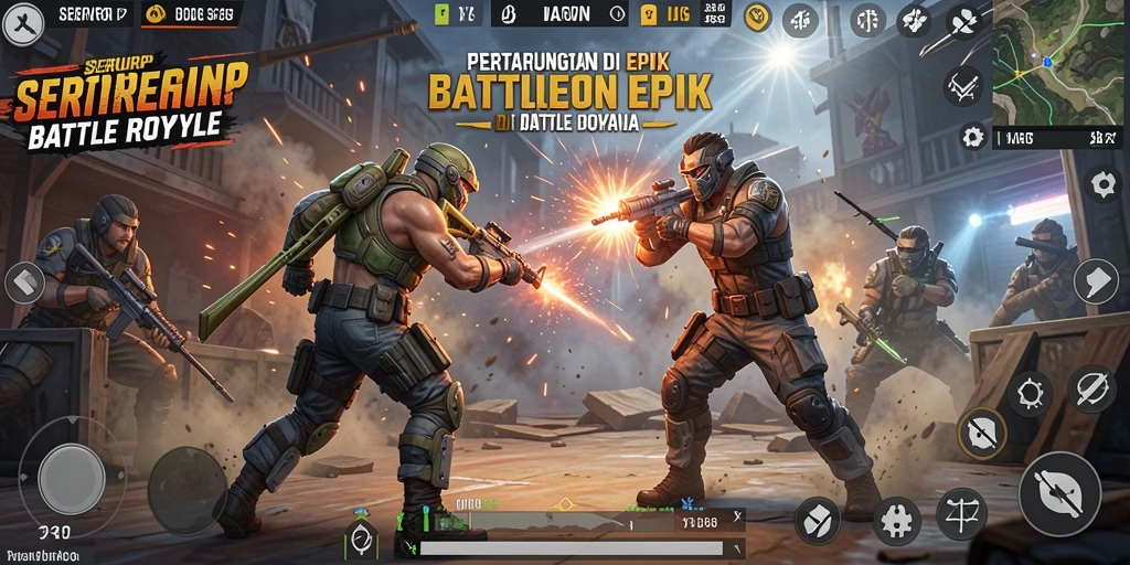 Tangkapan layar SERURP menunjukkan aksi mendebarkan dalam pertempuran Battle Royale.